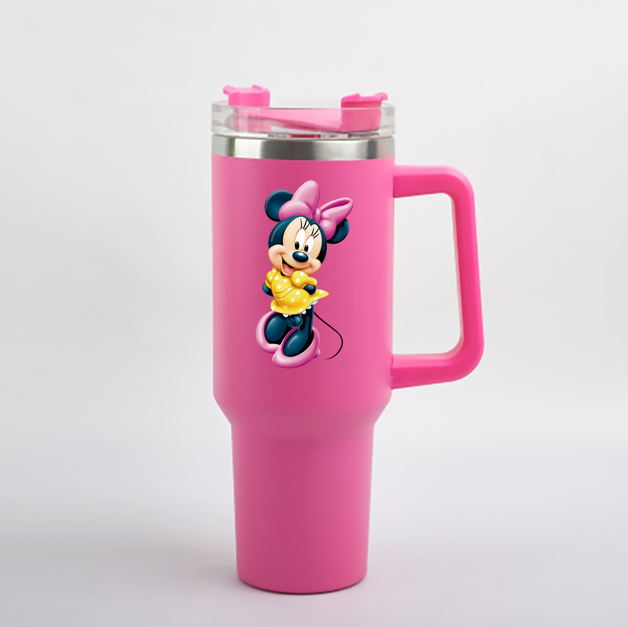（画像用） ミッキーマウス Mickey Mouse 1200mL車用タンブラー - クリスタルステッカー（プラスチックストロー付き）